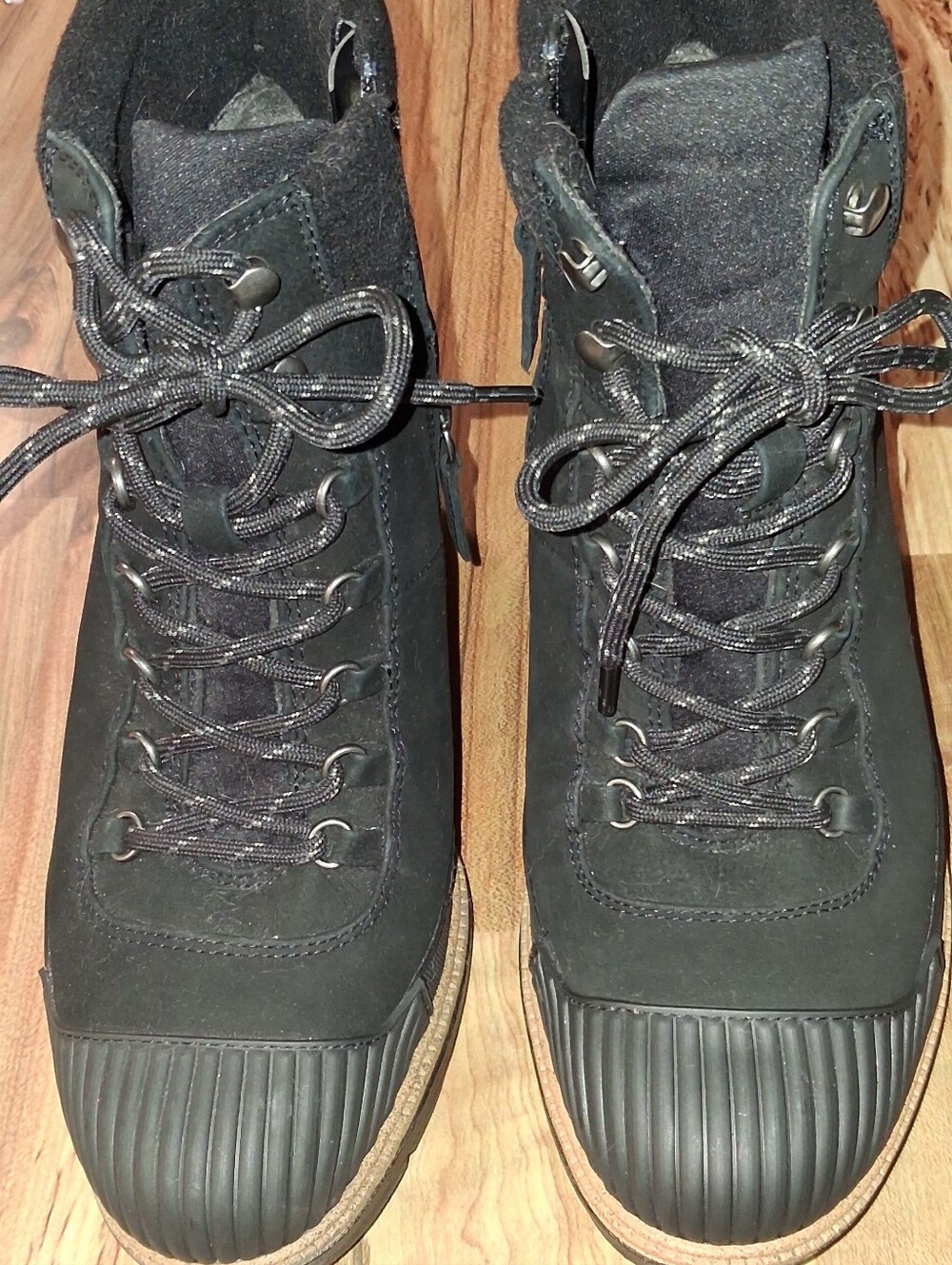 Dr. Scholl's Black Lace-Up Ankle Booties with Ribbed Toe